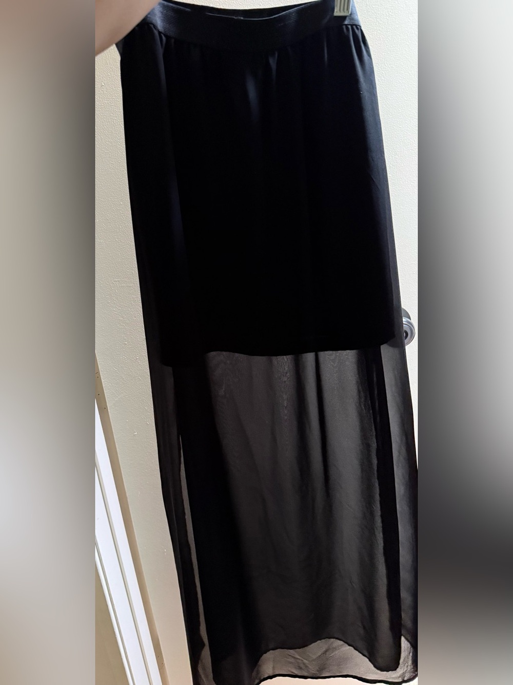 H&M Black Layered Maxi Skirt with Sheer Panel